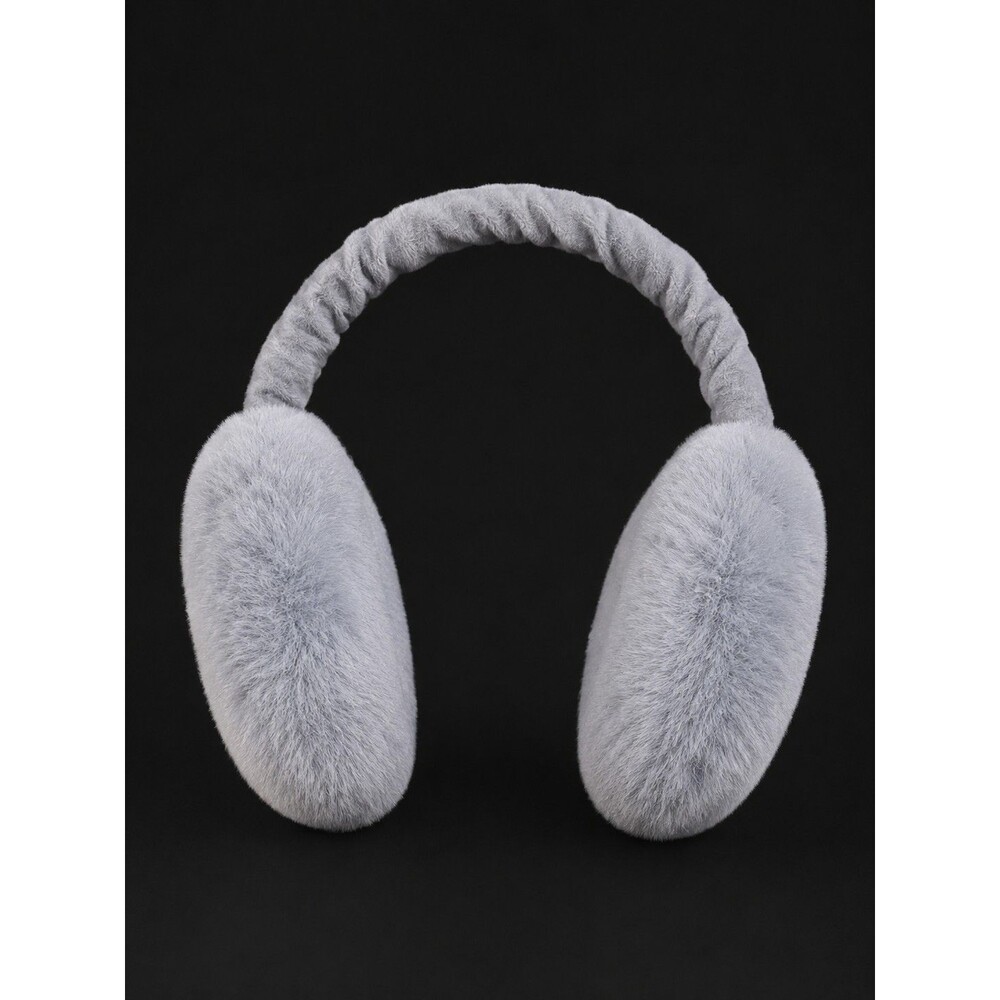Gray Faux Fur Winter Earmuffs Unisex Kids  One Size